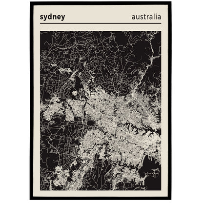 Sydney, Australia - Map Poster Print
