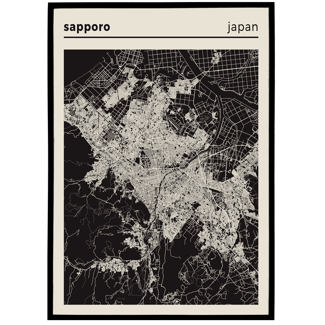 Sapporo, Japan - City Map Poster