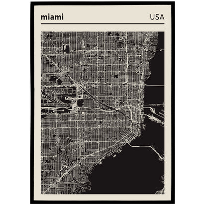 Miami USA - City Map Poster Print