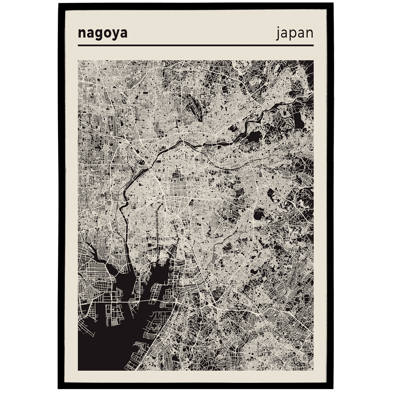 Nagoya, Japan - City Poster - Map Art Print