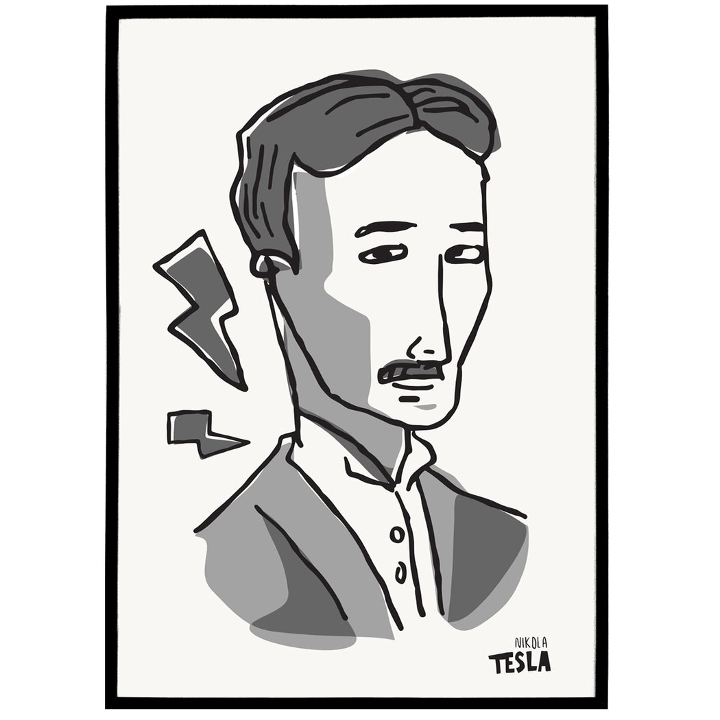 Nikola Tesla Black&White Poster
