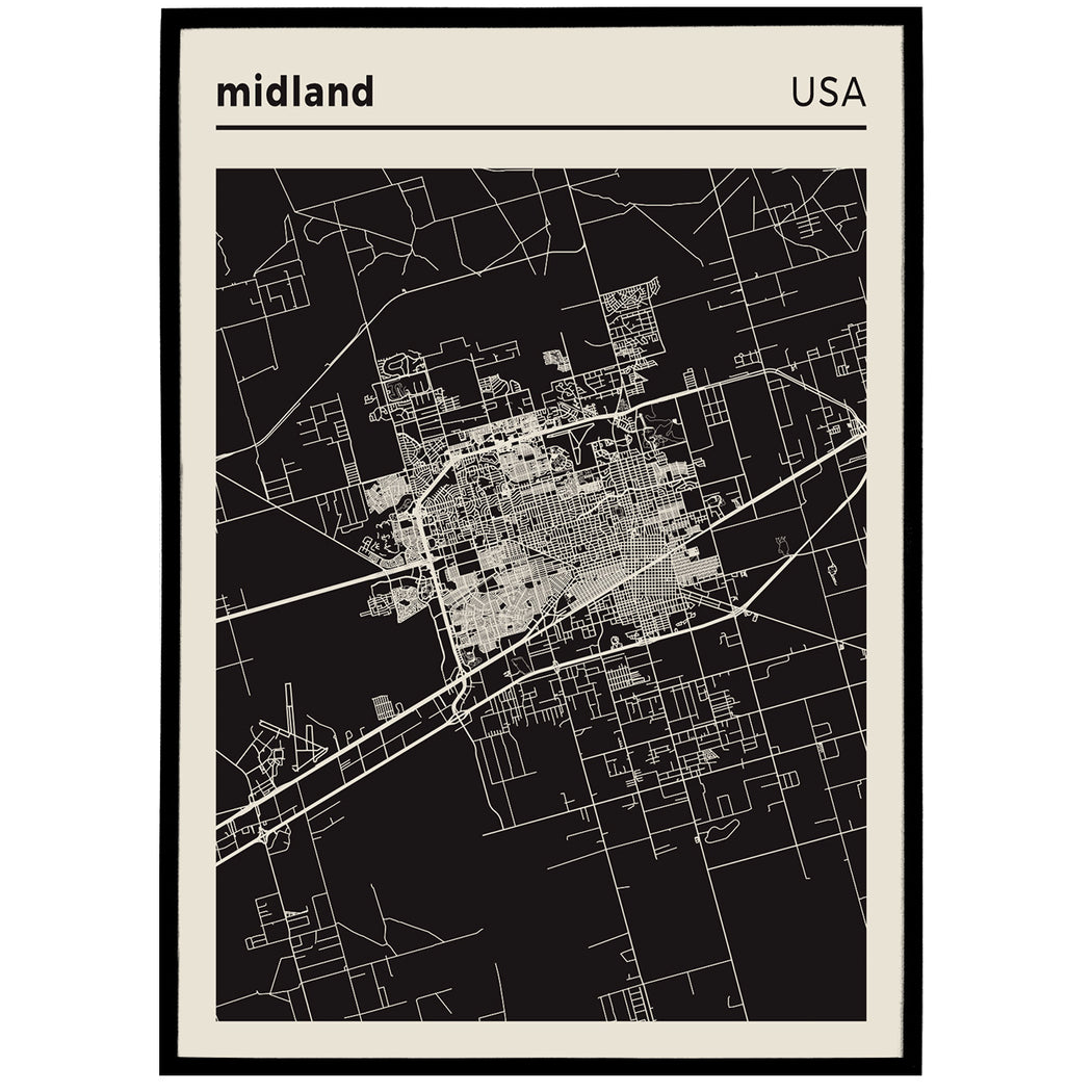 Midland, USA - City Map Poster