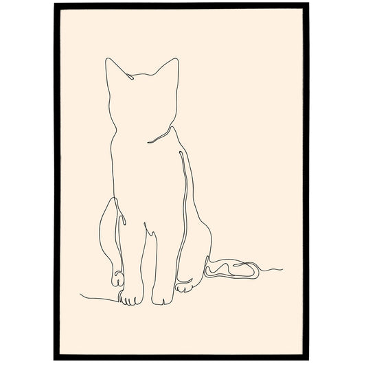 Minimalist Cat Line Art Poster