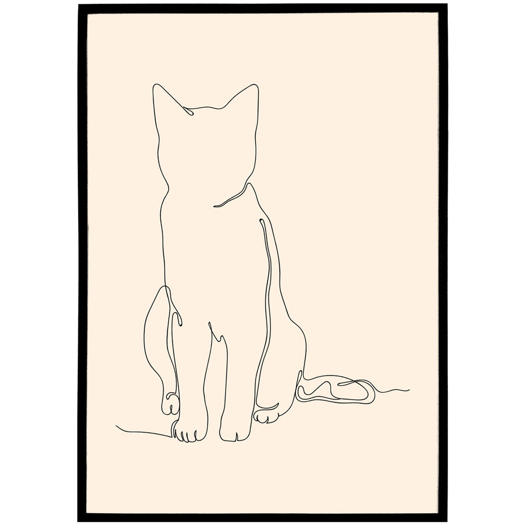 Minimalist Cat Line Art Poster