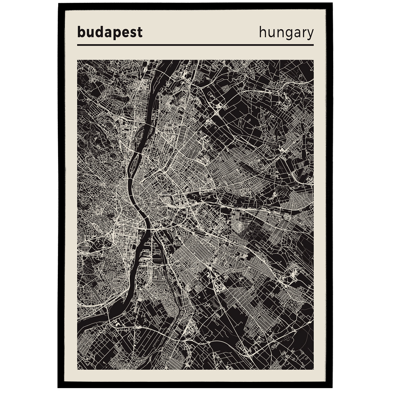 Budapest Hungary Map Poster