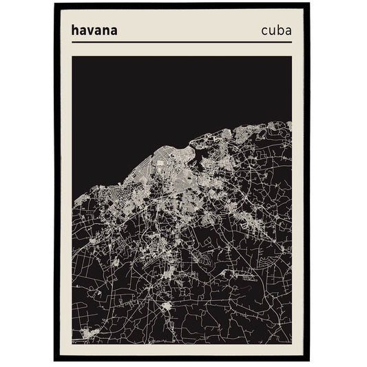 Havana, Cuba Map Poster - HypeSheriff Europe