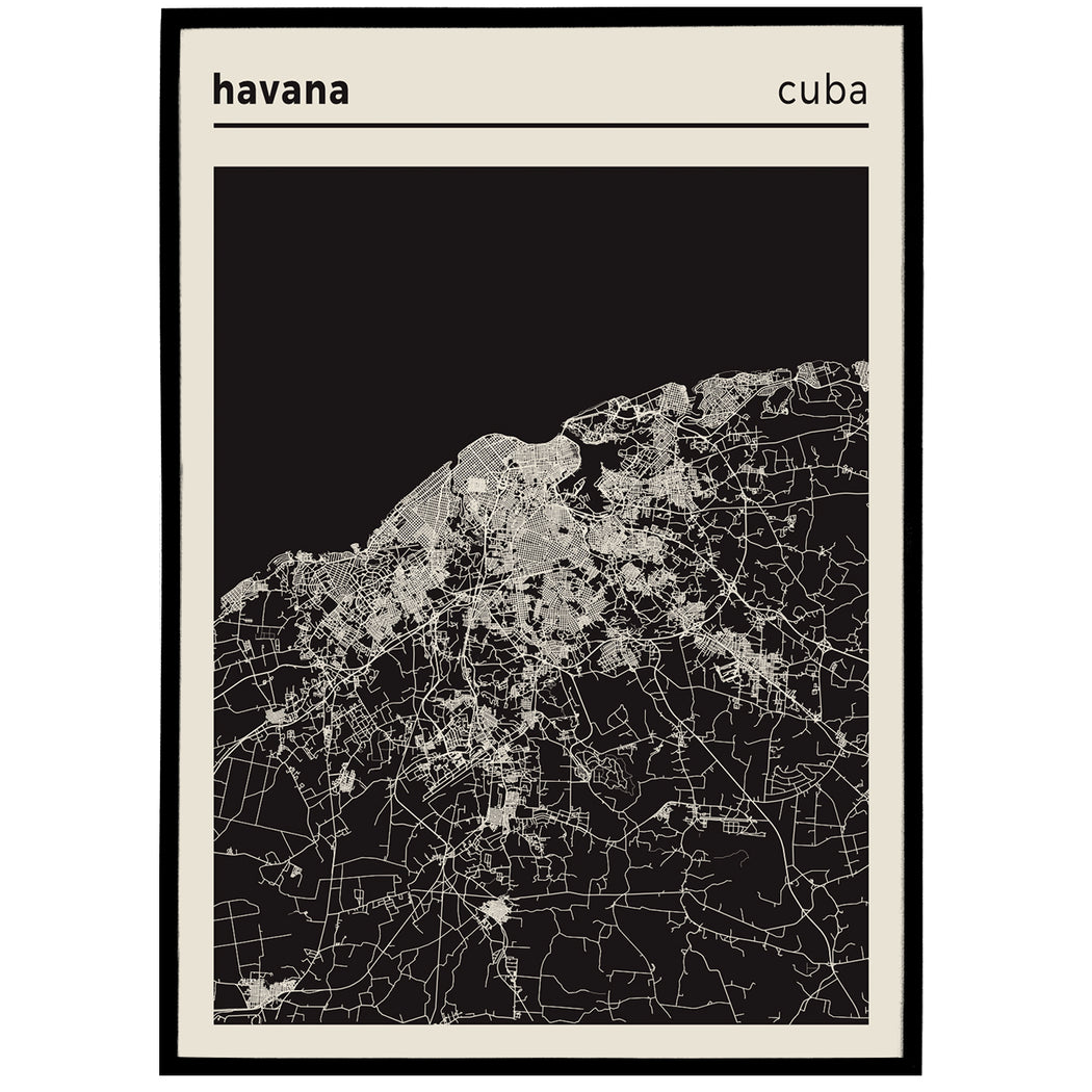 Havana, Cuba Map Poster
