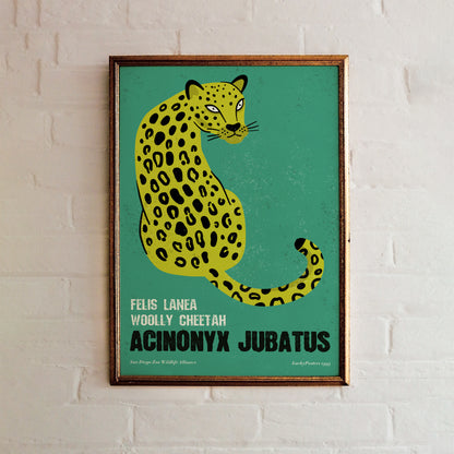 Green Cheetah - Vintage Zoo Poster