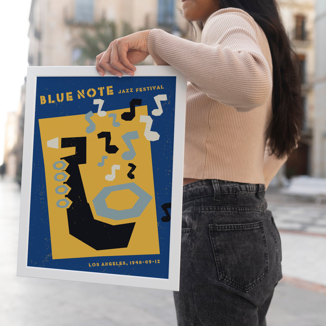 Vintage Jazz Festival Poster. Blue version