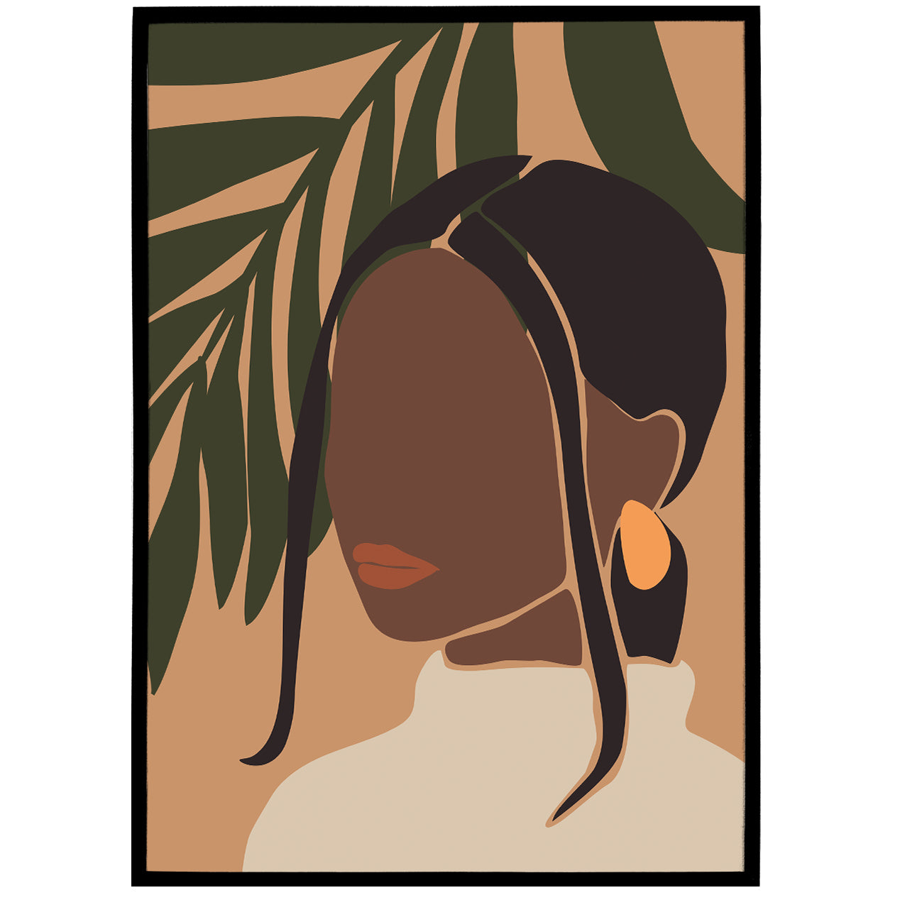 Black woman - plant lady - bohemian art poster