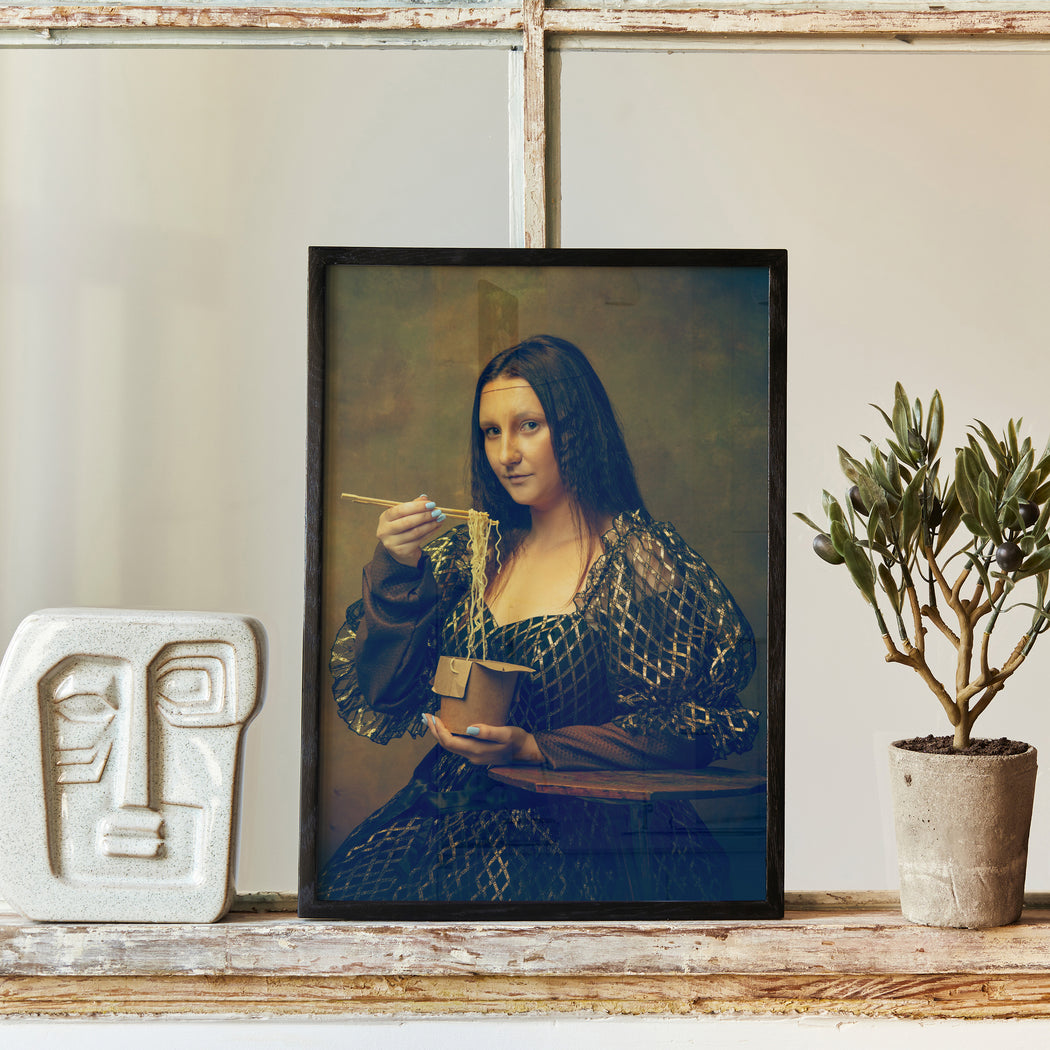 Funny Mona Lisa with ramen