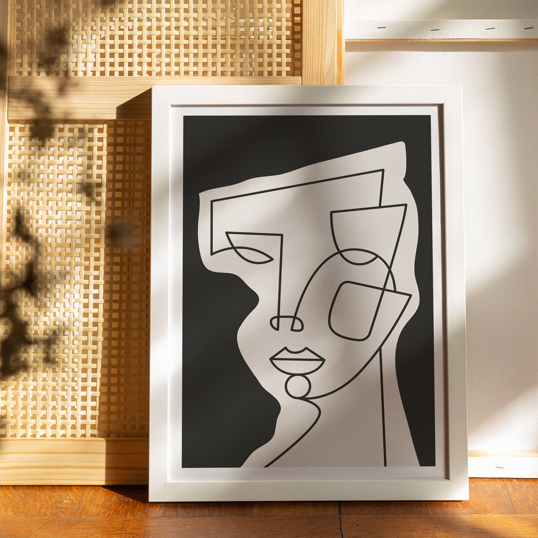Line Art Woman Face - Cubism Poster