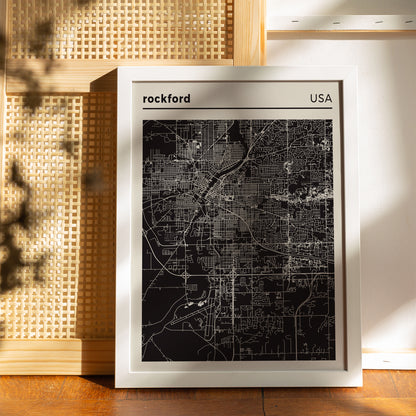 Rockford - USA, City Map Poster