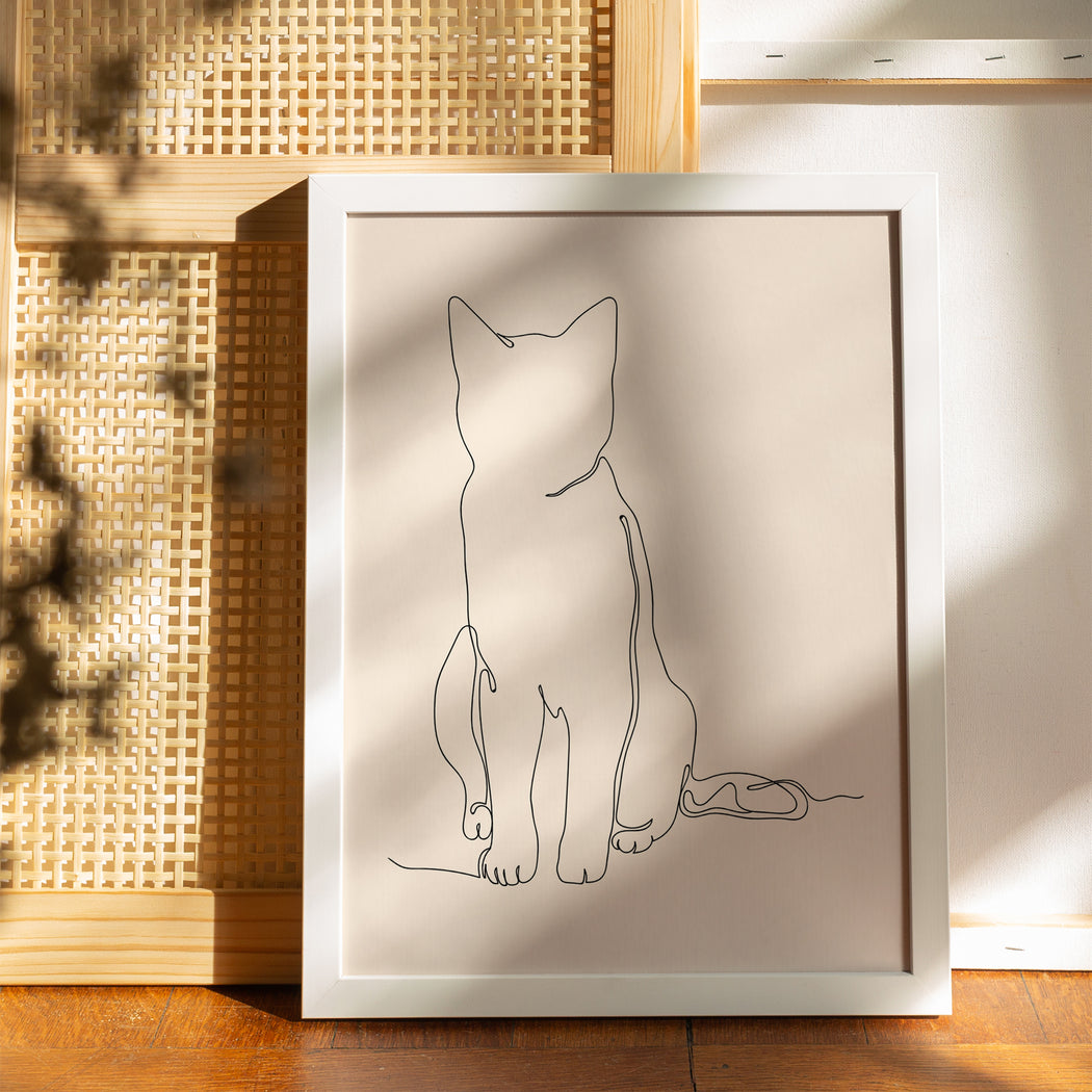 Minimalist Cat Line Art Poster