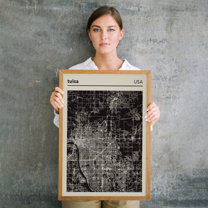 Tulsa, USA Map Art Print