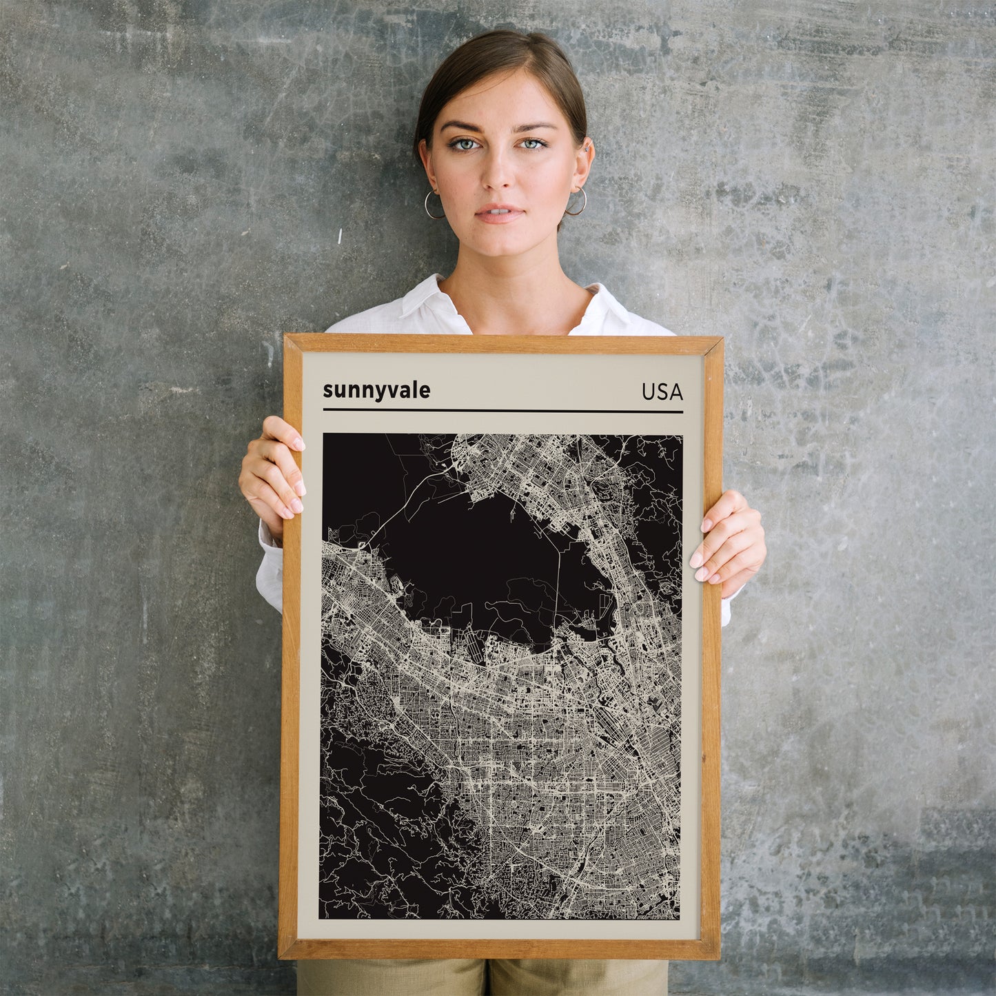Sunnyvale - USA, Map Art Print