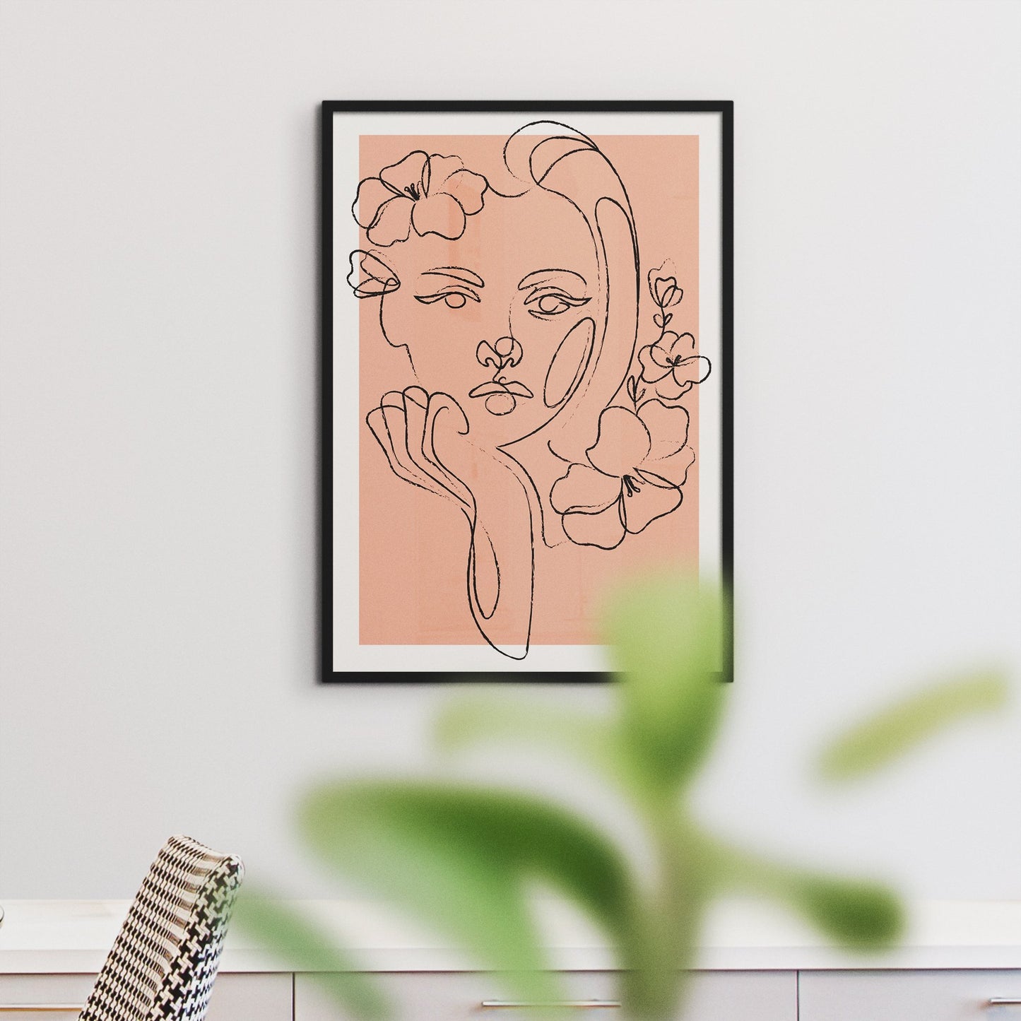 Pink Line Art Wall Decor Print