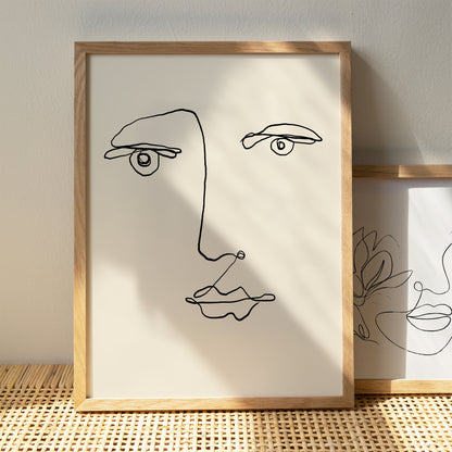 Line Art Face Drawing Print