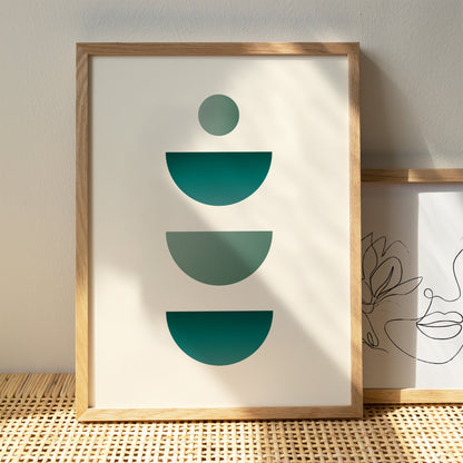 Set of 3 Emerald Green Abstract Posters
