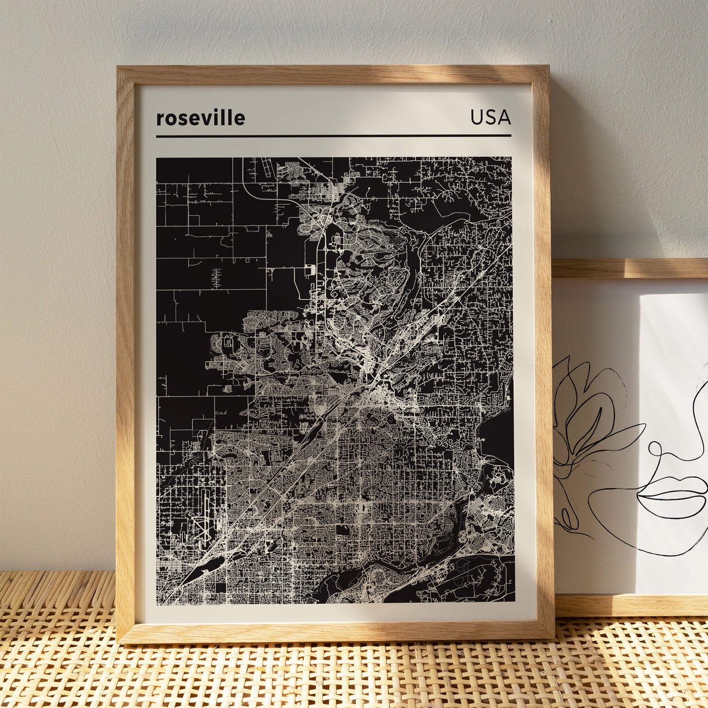 Roseville USA City Map Poster