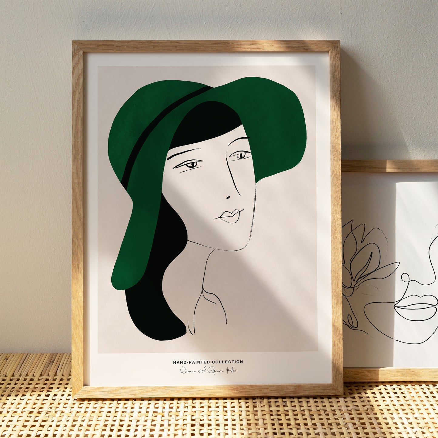 Woman with Green Hat | Hand-Painted Collection Poster
