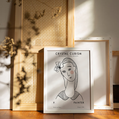 Line Art Woman - Cubism Poster