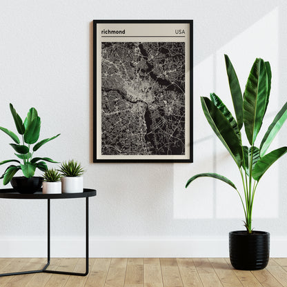 Richmond - USA, City Map Poster