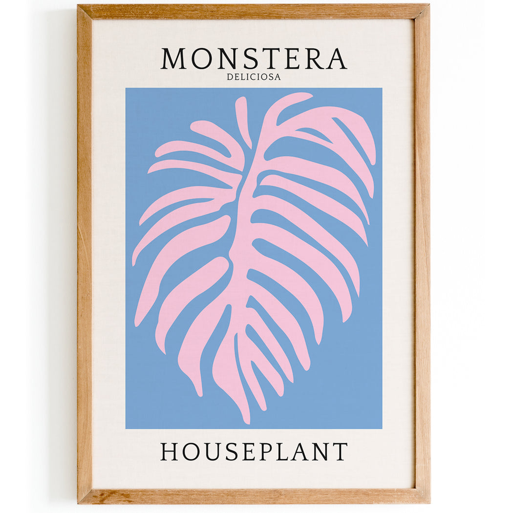 Pink Monstera Leaf Art Print