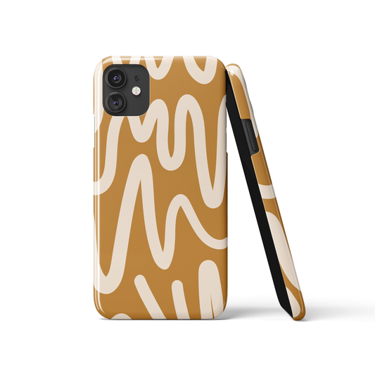 Mustard Abstract Line Art iPhone Case