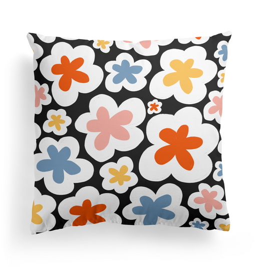 Retro Flowers Pattern 60s Throw Pillow