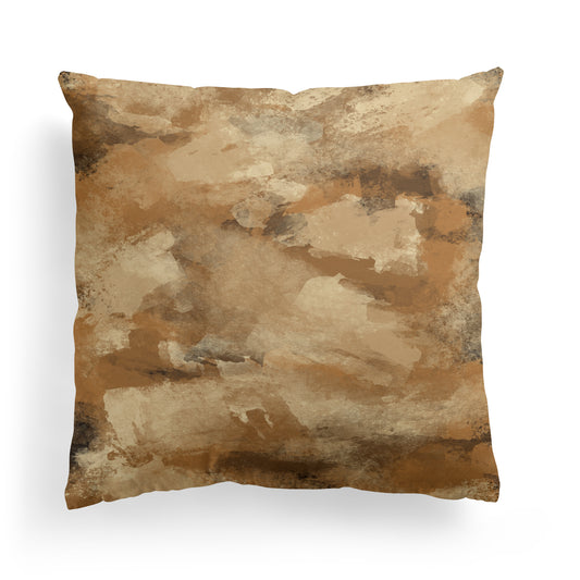 Brown Abstract Painted Pattern Throw Pillow