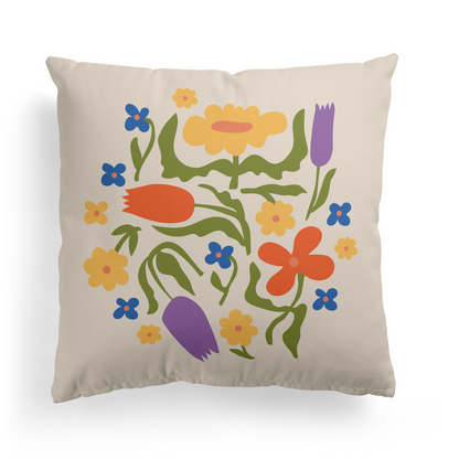 Botanical Garden Colorful Floral Throw Pillow