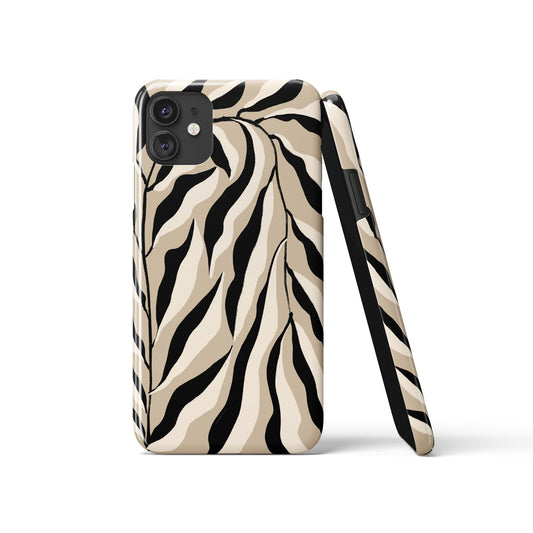 Botanical Beige&Black Leaves iPhone Case