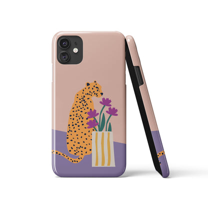 Leopard and Flower Illustration iPhone Case