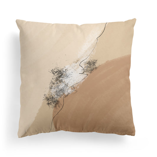 Painted Beige Abstract Scandinavian Throw Pillow