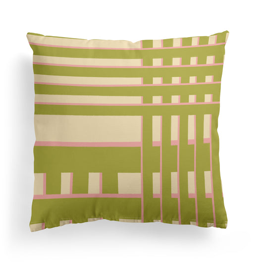 Green Retro Pattern Throw Pillow