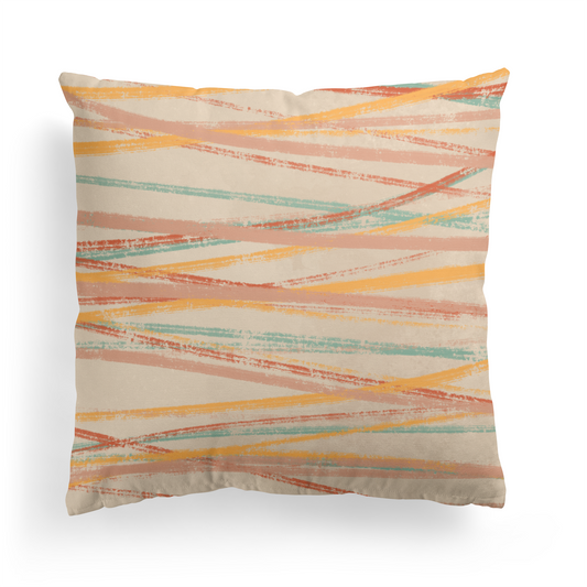 Colorful Painted Line Art Throw Pillow