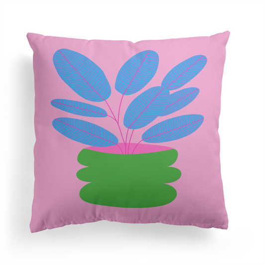 Pink Modern Flowers Throw Pillow