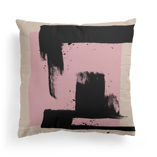 Pink with Black Brush Throw Pillow