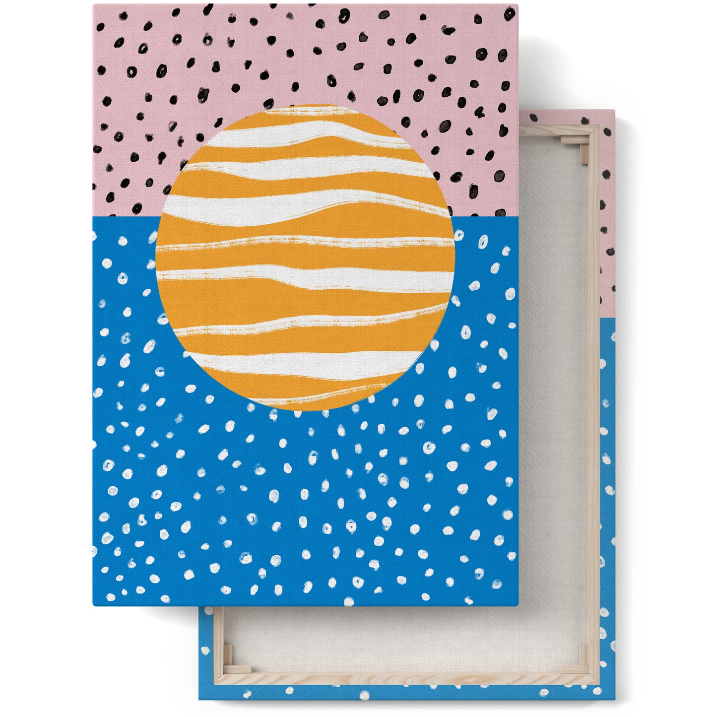 Blue Sun with Dots Modern Canvas Print