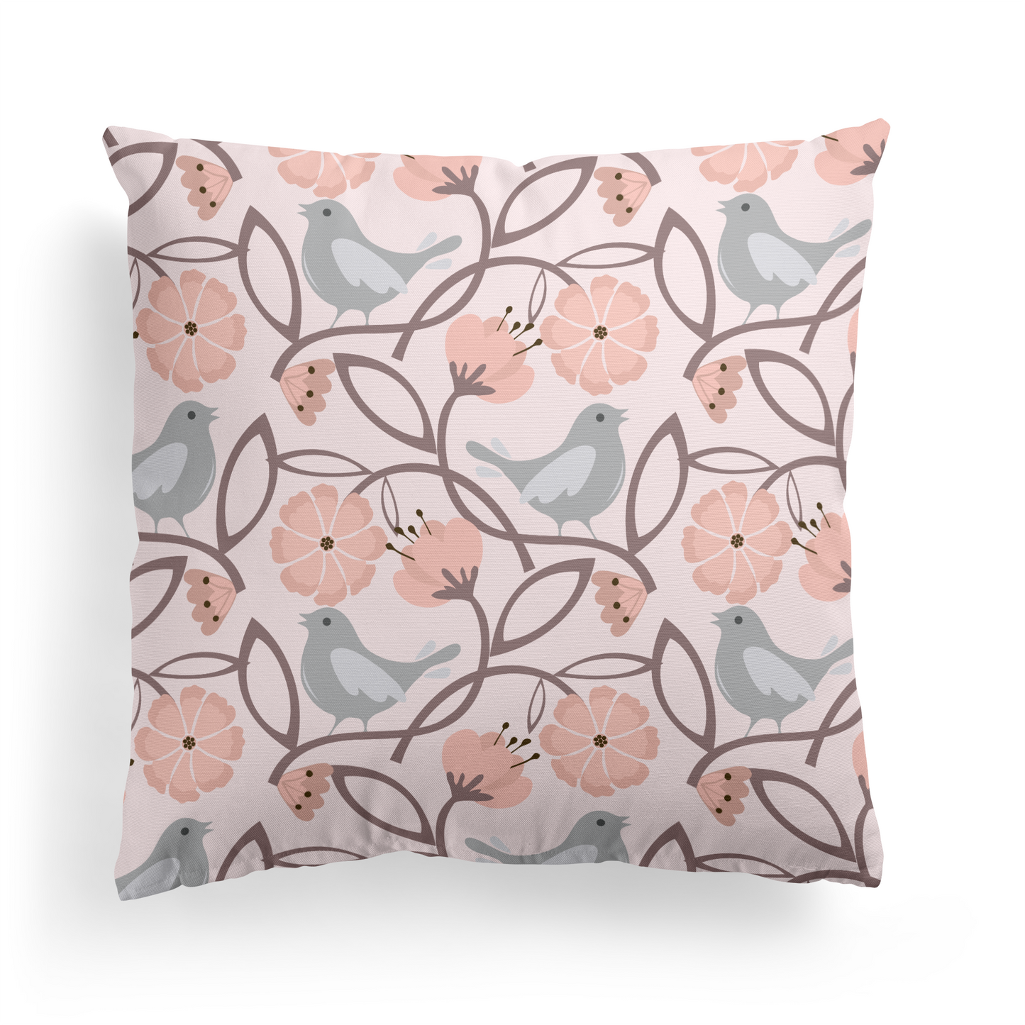 Pastel Botanical Art Nouveau Throw Pillow