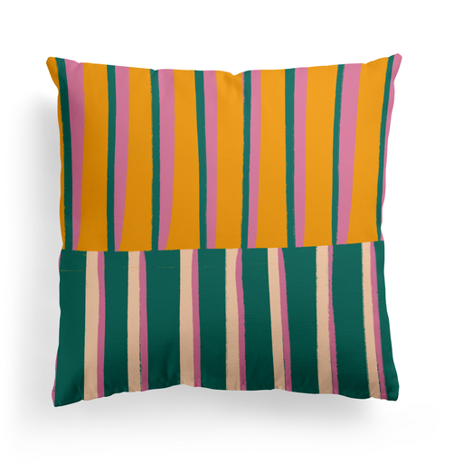 Retro Colorful Happy Striped Throw Pillow