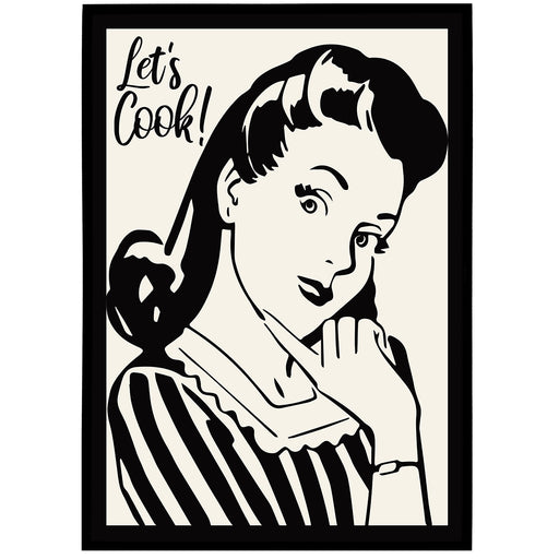 Let's Cook! Kitchen Black&White Poster