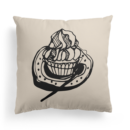 Hand Painted Cupcake, Bakery Decor Throw Pillow