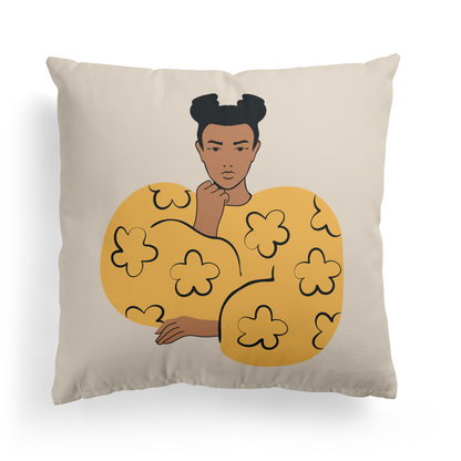 Daisy Girl Cute Yellow Throw Pillow