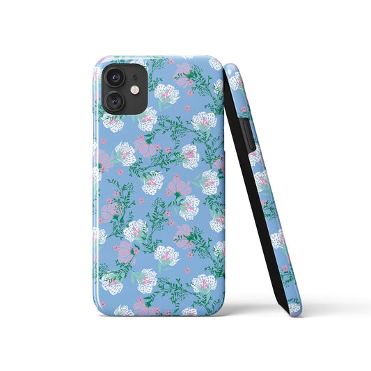 Blue Vintage Floral Pattern iPhone Case
