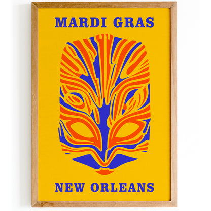 Mardi Gras New Orleans Yellow Poster