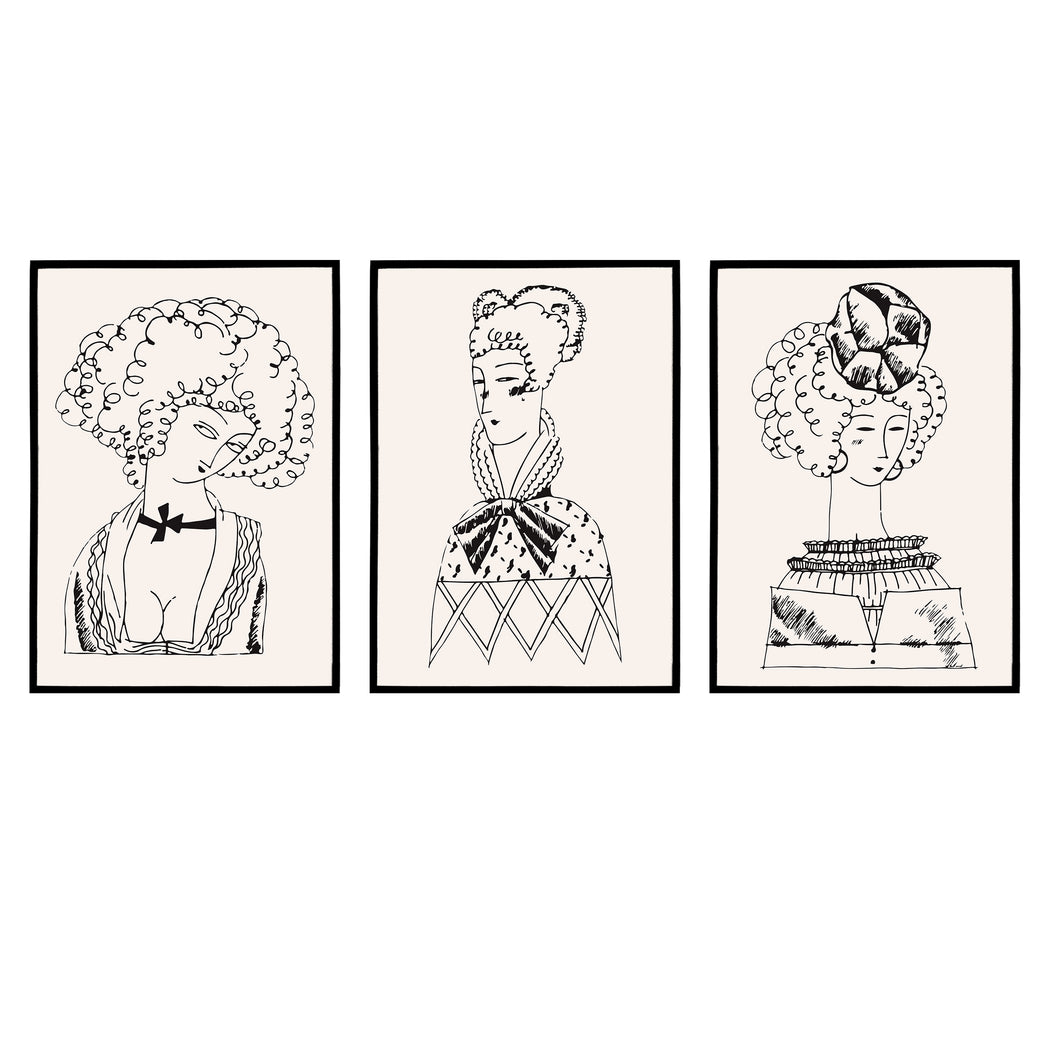 Set of 3 Vintage Femmes Prints
