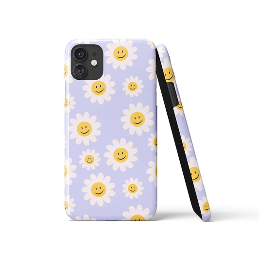Purple Daisy Flowers 70s Smiley iPhone Case