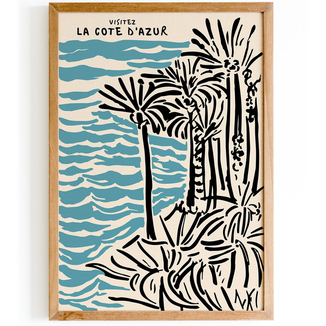 Vintage Cote D'Azur Beach Travel Poster